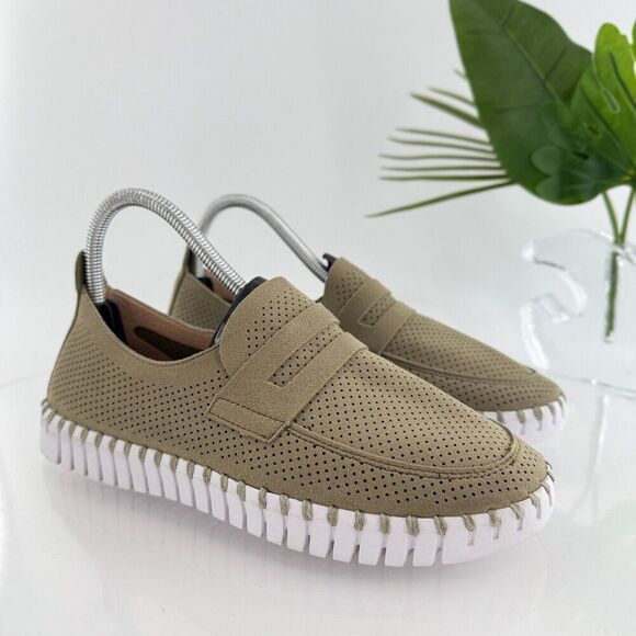 Ilse Jacobsen Womens Tulip Platform Slip On Shoe Size 38 8 Olive Green Loafer - Picture 1 of 14